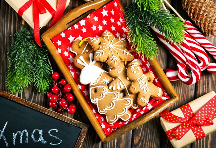 Christmas gingerbread cookies and decorations