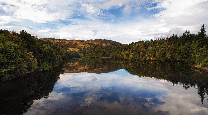 Lake Faskally, Scotland, Forests, Hills