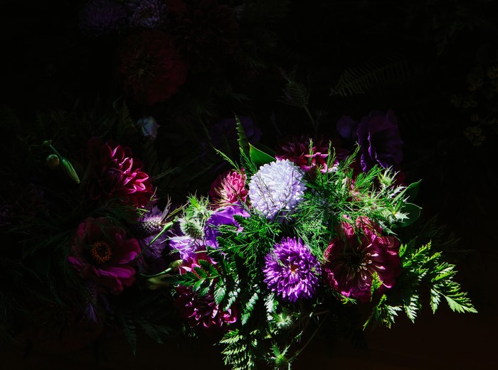 Bouquets of Asters and Dahlias