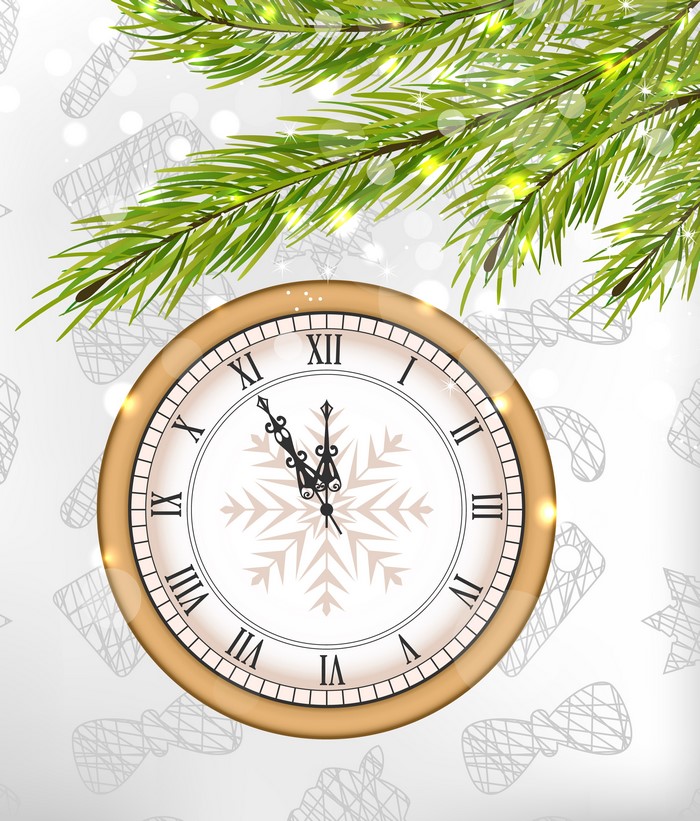 Christmas Clock with Pine Branches