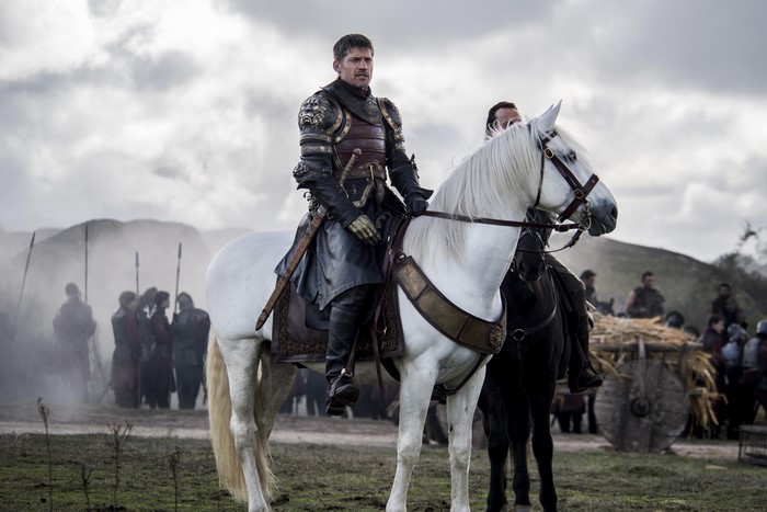 Jaime Lannister from Game of Thrones on horseback