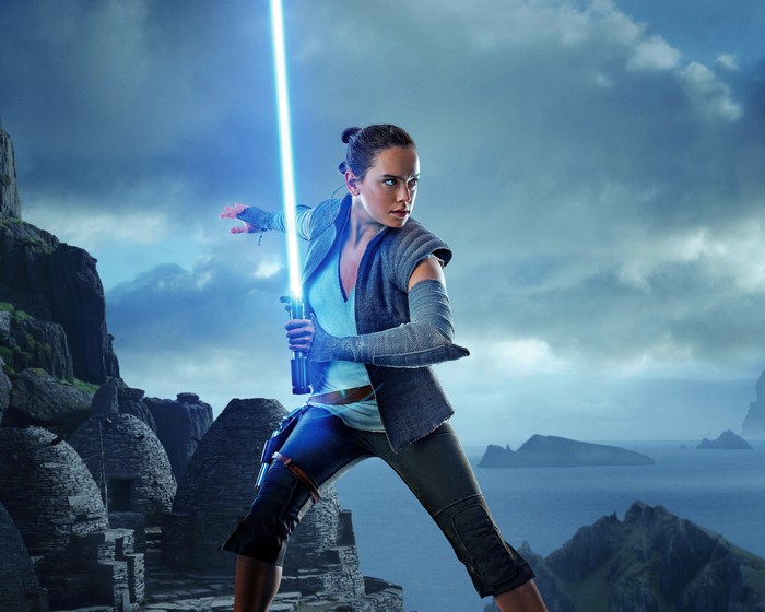Rey from Star Wars with a Lightsaber