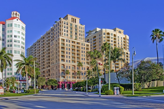 Apartment Buildings and Palm Trees in Palm Beach, Florida