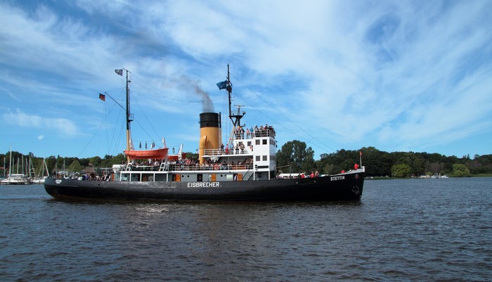 Steamship Eisbrecher Stettin on a river