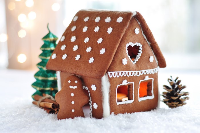 Gingerbread House with Christmas Decorations