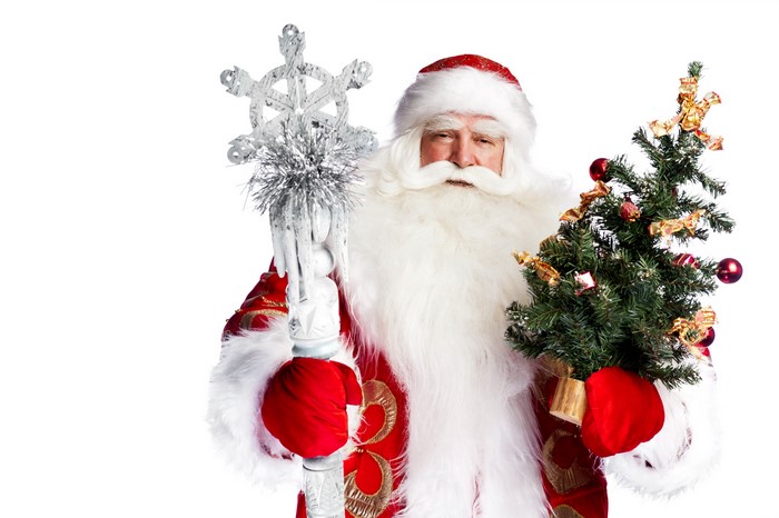 Santa Claus with Christmas Tree and Staff