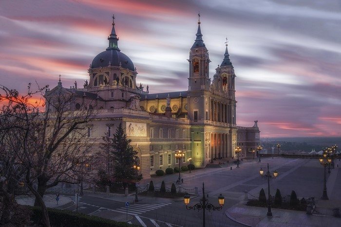 Almudena Cathedral in Madrid at Dusk