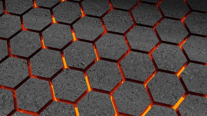 Hexagonal Texture with Orange Glow