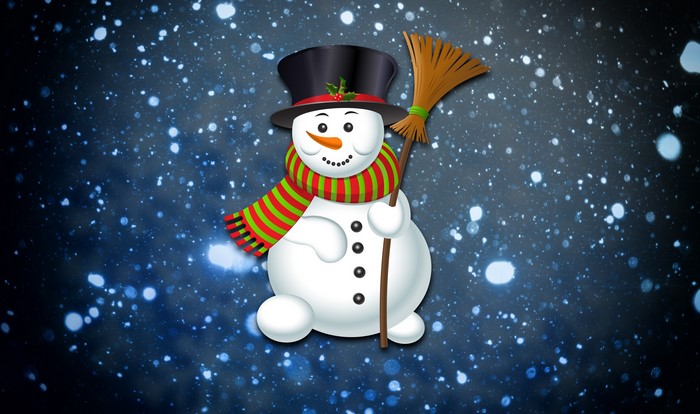 Snowman with Top Hat and Broom
