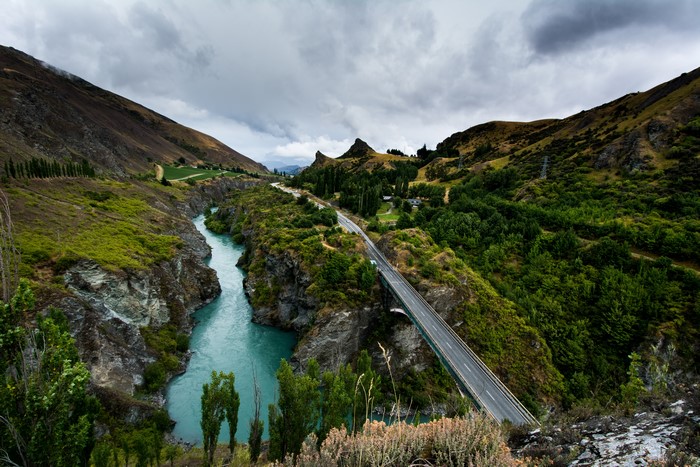 Bridge over a river in a canyon, Queenstown, New Zealand
