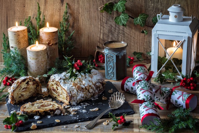 Christmas Stollen with Candles and Lantern