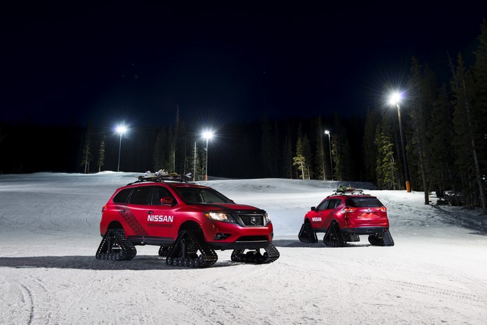 Nissan Rogue Winter Warrior Concept vehicles on snow