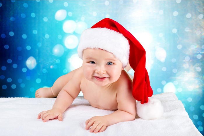 Baby in Santa hat