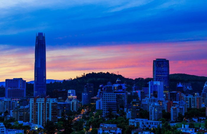 Santiago, Chile Skyscrapers at Dusk
