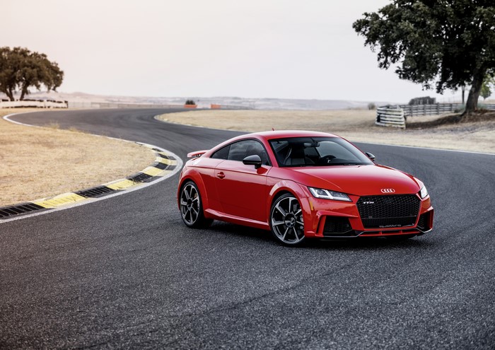Red Audi TT RS on a Race Track