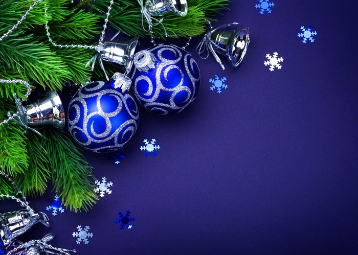 Christmas ornaments and pine branches