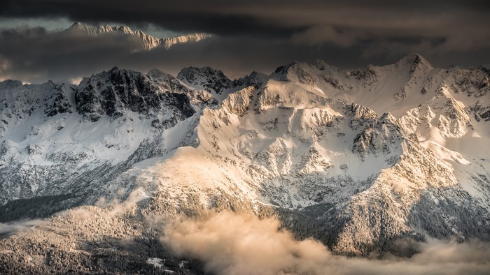 Snowy mountains in the Alps near Sarcenas, France