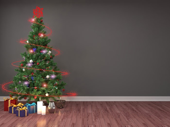 Christmas Tree with Gifts and Candles