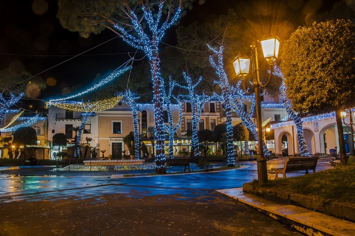 Casamicciola, Italy at night with Christmas lights