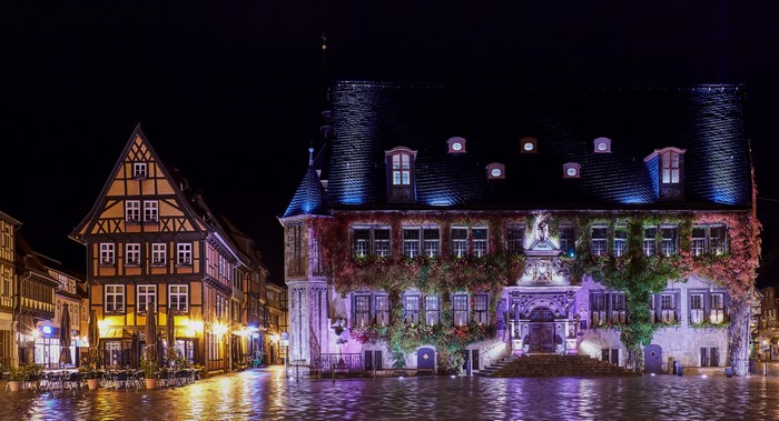 4K Quedlinburg Germany Houses at Night