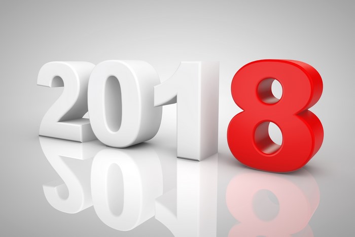 2018 numbers on gray background