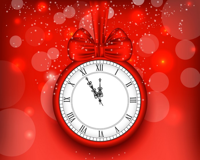 Christmas Clock with Red Bow