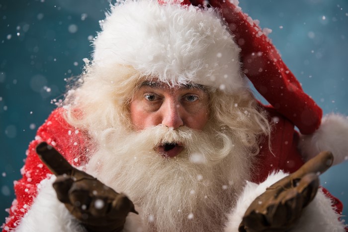 Santa Claus with beard and winter hat