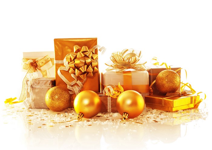 Christmas Gifts and Ornaments in Gold
