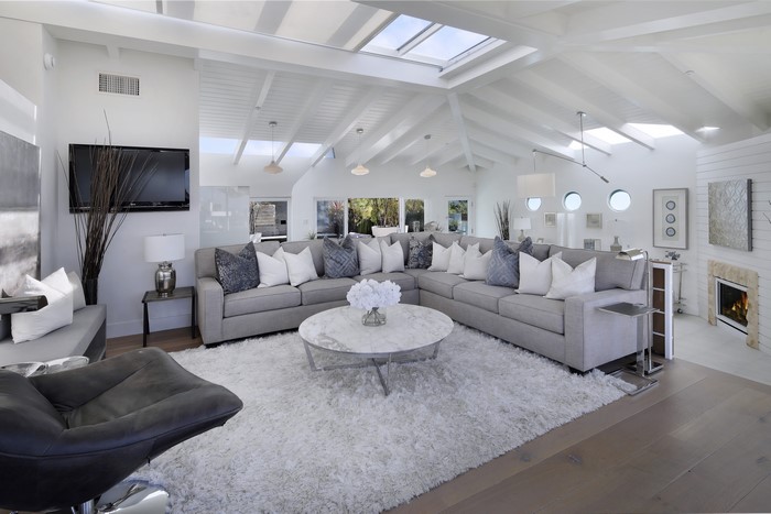 Living room with sectional sofa and coffee table