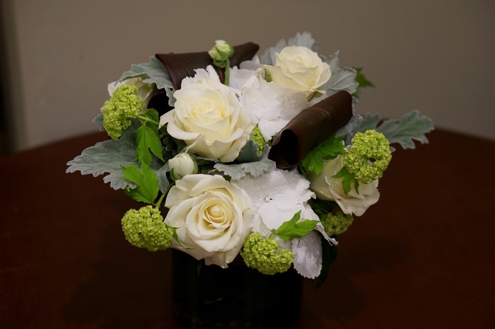 White Roses and Green Flowers Bouquet