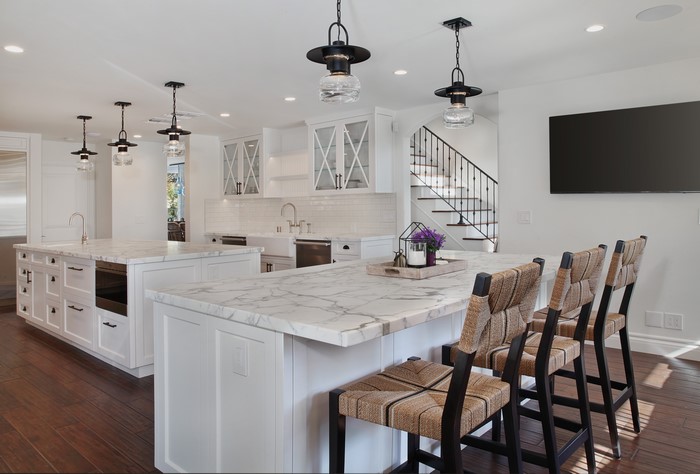 Modern Kitchen with Island and Bar Stools