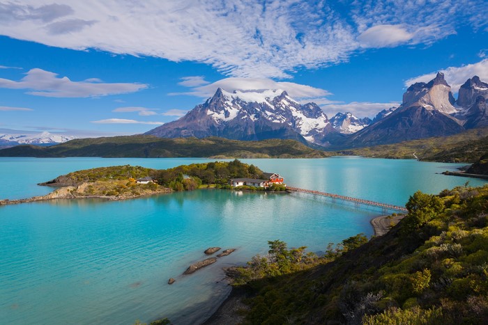 Pehoe Lake Patagonia Chile with Mountains and Island