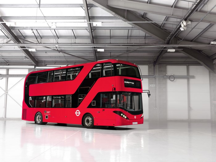 Red Alexander Dennis Enviro400H City bus