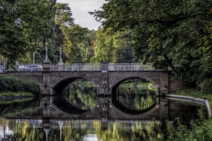 Brick bridge over a canal in Utrecht, Netherlands