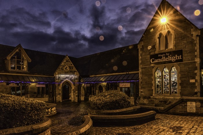 Magic by Candlelight shop at night in Stafford, England
