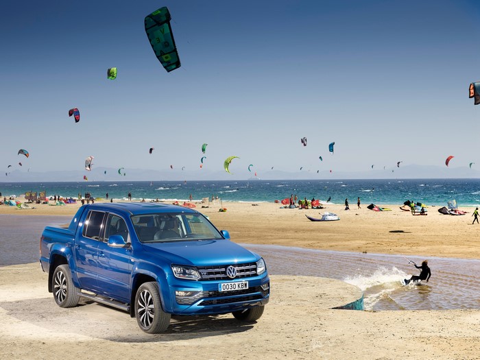 4K Volkswagen Amarok Double Cab Aventura Pickup on Beach