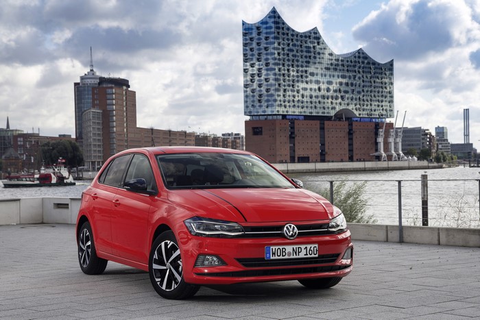 Red Volkswagen Polo in Hamburg