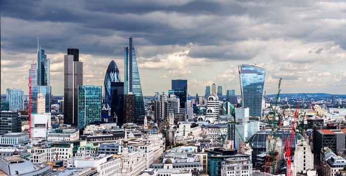 London Cityscape with Skyscrapers and Cranes