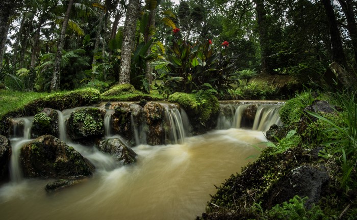 Waterfall in Terra Nostra Gardens, Azores, Portugal