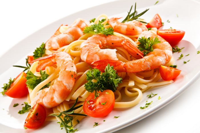 Shrimp Pasta with Tomatoes and Parsley