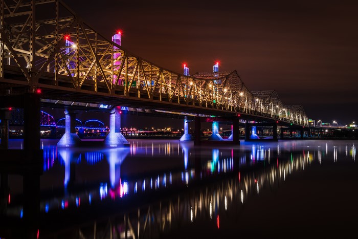 Louisville Ohio River Bridge at Night