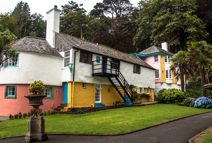 Portmeirion Houses with Stairs and Lawn in the United Kingdom