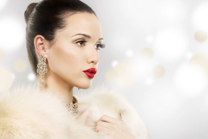 Woman with jewelry and fur