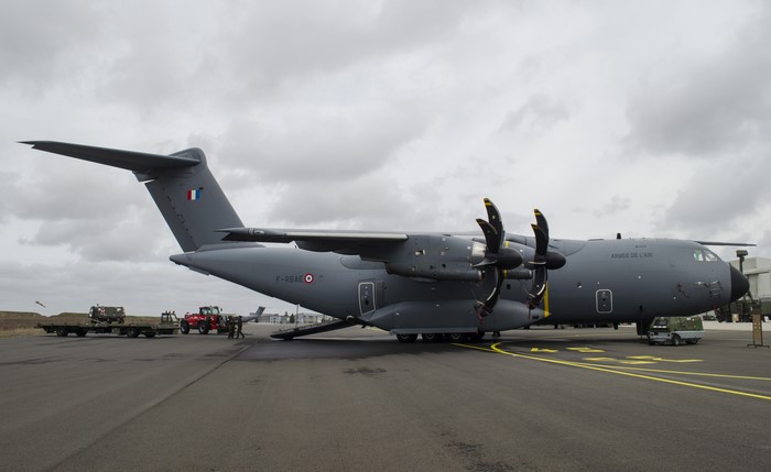 French Air Force Airbus A400M transport aircraft on tarmac
