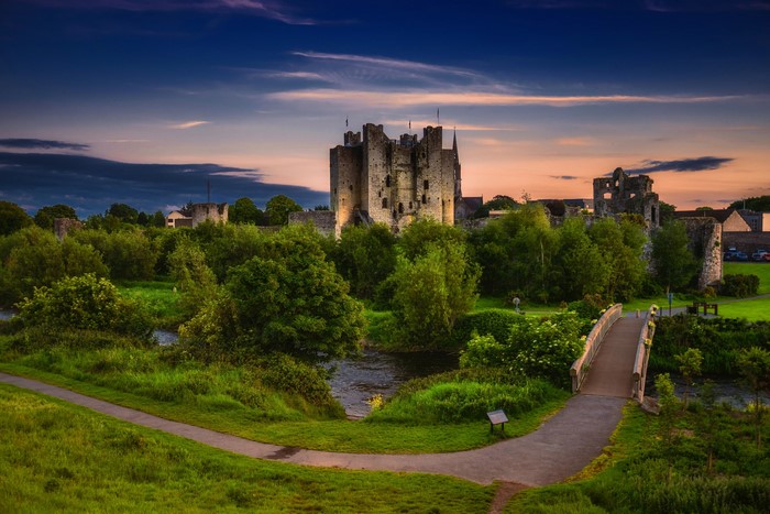 Trim Castle Ireland at Dusk with River and Bridge