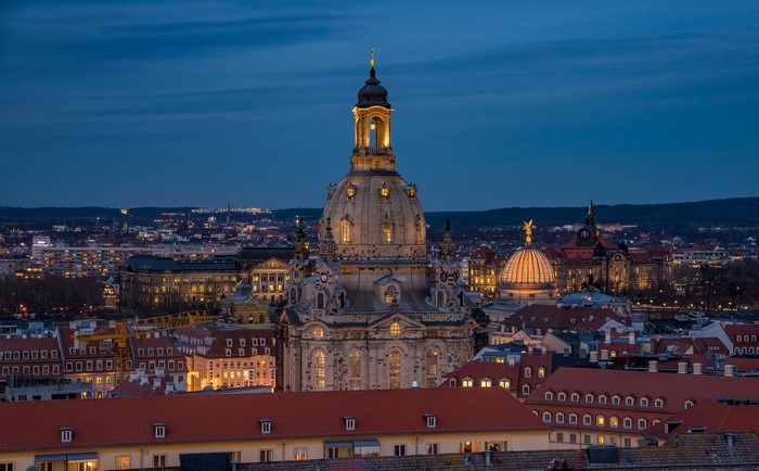 Frauenkirche in Dresden, Germany at Dusk