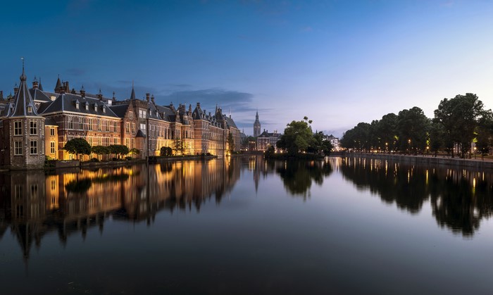 The Hague Netherlands Parliament Buildings at Dusk