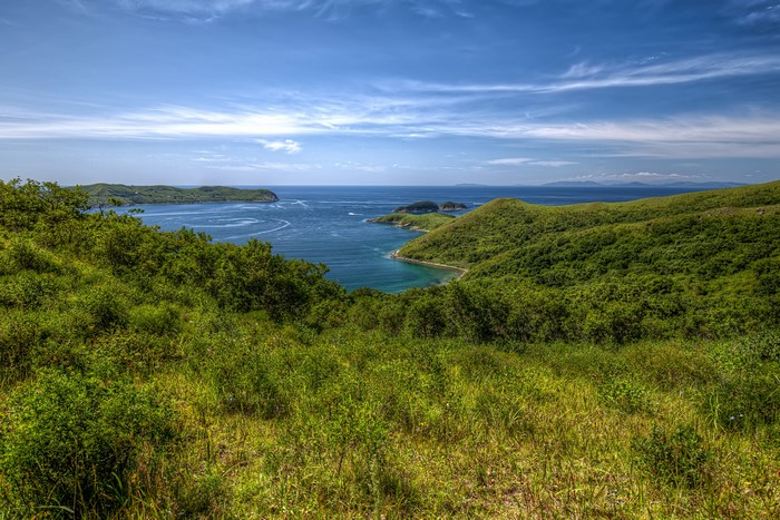 Green hills and bay in Primorsky Krai, Russia
