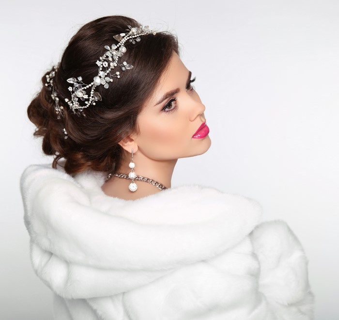 Woman with jewelry and fur coat