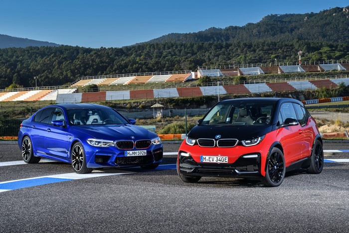 BMW M5 and i3s on a Racetrack